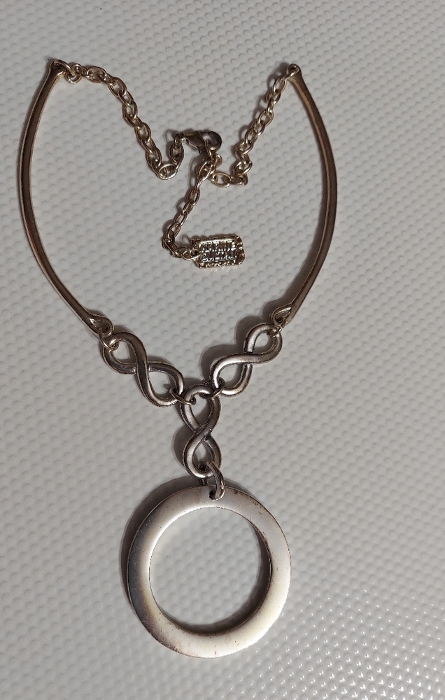 Karine Sultan Silver Tone/Circle Bar Infiniti  Necklace